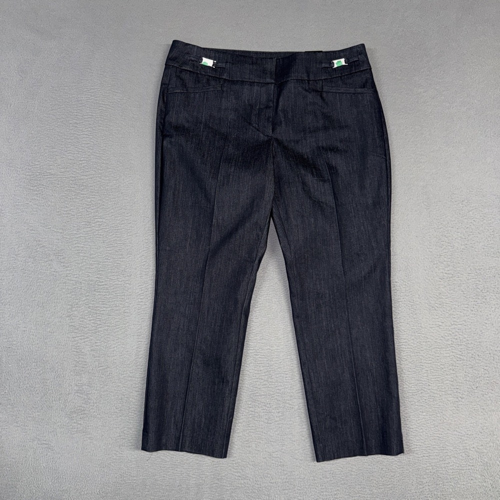 New York & Co 7th Avenue Pants Womens 8 Gray Blue Slim Straight Crop Stretch NWT